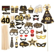 Oraceous 26Pcs Birthday Photograph Props Handheld Photo Booth Props Funny Party Decoration for 40th Birthday Assorted Color